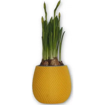 Květináč 3D květináč žlutý – se vzorem spirály