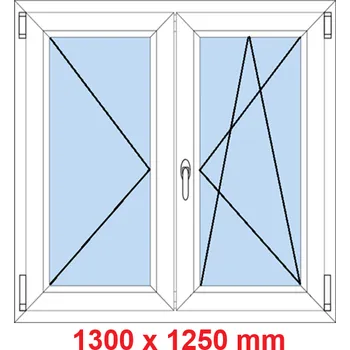 Okno Soft Dvoukřídlé plastové okno 130x125 cm, O+OS