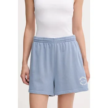Dámské kraťasy Kraťasy Tommy Hilfiger dámské, modrá barva, s potiskem, high waist, UW0UW05794 95X, vel. M