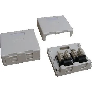 Elektrická zásuvka DATACOM Datová zásuvka UTP CAT5E 2xRJ45 na omítku (protiprachová)