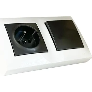 Elektrická zásuvka Rohová zásuvka 1x 250V/16A s vypínačem, barva bílá + antracitová