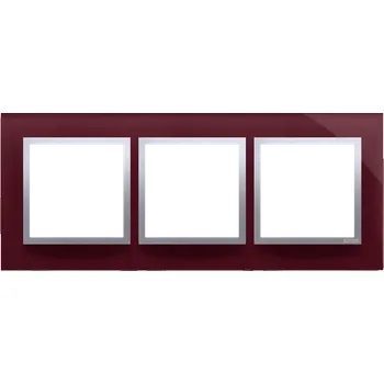 Elektrická zásuvka Rámeček 3 násobný, skleněný, Simon 54 Nature, švestková / stříbrná metalizovaná