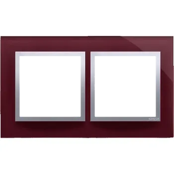 Elektrická zásuvka Rámeček 2 násobný, skleněný, Simon 54 Nature, švestková / stříbrná metalizovaná