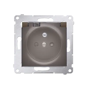 Elektrická zásuvka Zásuvka silová 1 násobná typ E (přístroj s krytem), se clonkami, IP44, s těsněním pro rámečky Premium, průhledné víčko, 16 A / 250 V~, šroubové svorky, Simon 54, barva hnědá metalizovaná