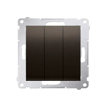 Elektrická zásuvka Spínač jednopólový 3 násobný (přístroj s krytem), s orientačním LED podsvětlením, řazení 1So+1So+1So, Simon 54, barva hnědá metalizovaná
