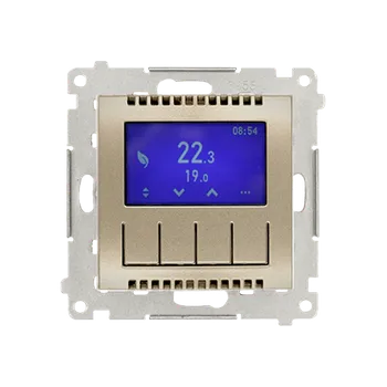 Elektrická zásuvka Termostat digitální programovatelný (přístroj s krytem), Simon 54, barva zlatá metalizovaná