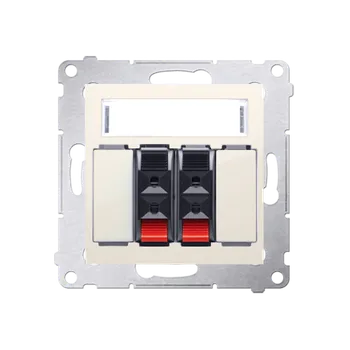 Elektrická zásuvka Zásuvka reproduktorová 2 násobná s popisným polem (přístroj s krytem), Simon 54, barva krémová