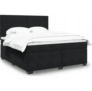 Postel vidaXL Box spring postel s matrací 180x200 cm samet [3290973] Barva: Černá