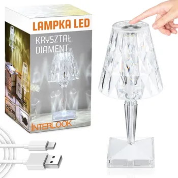 Stojací lampa Interlook DTL-C03-WYN | Křišťálová noční lampa | Dotyková stolní lampa | Moderní LED lampa