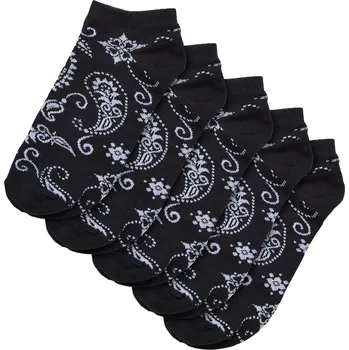 Pánské ponožky Bandana Pattern No Show Socks 5-Pack black Urban Classics černá 2547003