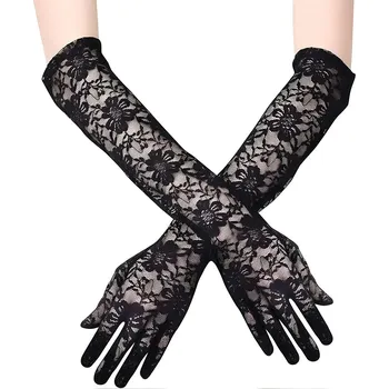 Rukavice Dlouhé rukavice s krajkou - černé