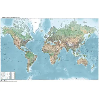 Plakát Plakát, Obraz - Mercator World Map (Physical, Political, Population) From Janwillemvanaalst