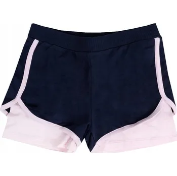 Pánské kraťasy DVOJITÉ KRAŤASY S CYKLISTICKÝMI KRAŤASY 2v1 NA TĚLOCVIK RŮŽOVO-MODRÉ 134/140 Ł002B