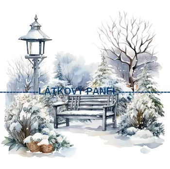 Látkový panel - Zimní krajinka - ZIM-61 Velikost: 30x30cm, Materiál: Bavlna