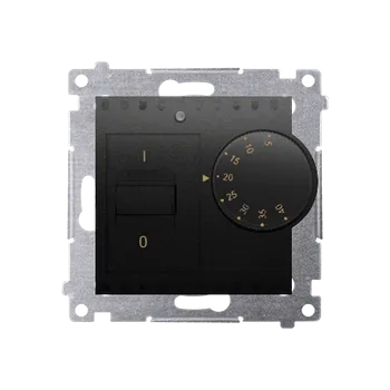 Elektrická zásuvka Termostat s vnitřním senzorem (přístroj s krytem), Simon 54, barva černá matná metalizovaná
