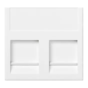 Elektrická zásuvka Kryt datové zásuvky K45 keystone dvojitá plochá univerzální s kryty 45×45mm čistě bílá