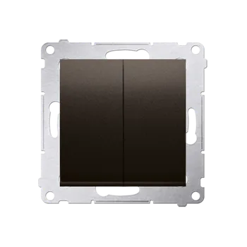 Elektrická zásuvka Přepínač křížový 2 násobný (přístroj s krytem), bez piktogramu, řazení 7+7, Simon 54, barva hnědá metalizovaná