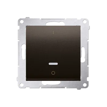 Elektrická zásuvka Spínač dvoupólový (přístroj s krytem), s orientačním LED podsvětlením, řazení 2So, Simon 54, barva hnědá metalizovaná