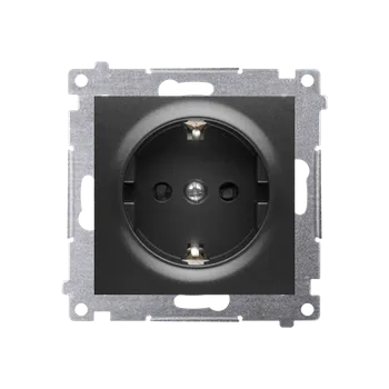 Elektrická zásuvka Zásuvka jednonásobná Schuko s clonkami pro rámečky Nature pro rámečky Premium (přístroj s krytem) 16A 250V, šroubové svorky, černá matná