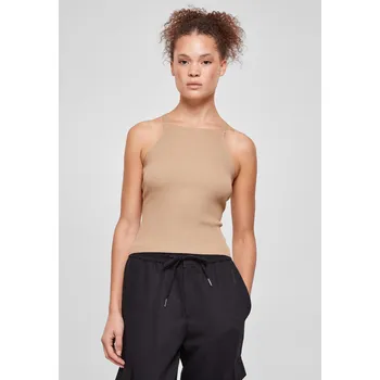 Dámské tričko Dámský žebrový úplet se zkříženým zadním dílem unionbéžová Urban Classics růžová 2542897