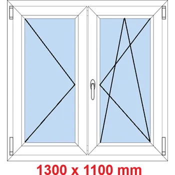 Okno Soft Dvoukřídlé plastové okno 130x110 cm, O+OS