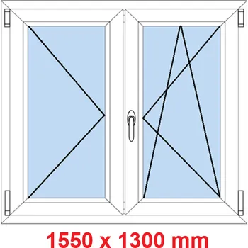 Okno Soft Dvoukřídlé plastové okno 155x130 cm, O+OS