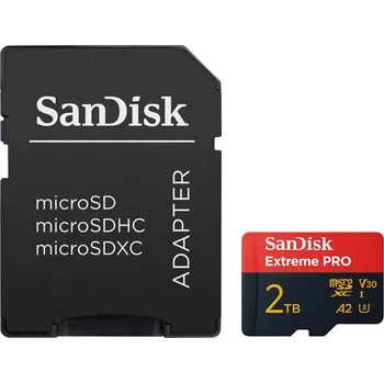 Paměťová karta SanDisk Extreme PRO microSDXC 2TB A2 C10 V30 UHS-I U3 250MBs & 150MBs SD Adaptér + 2 years RescuePRO