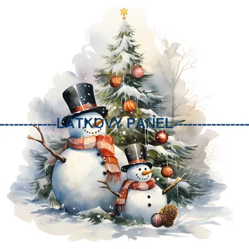 Látkový panel - Sněhuláci - ZIM-13 Velikost: 30x30cm, Materiál: Bavlna