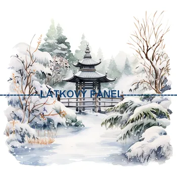 Látkový panel - Zimní krajinka - ZIM-64 Velikost: 15x15cm, Materiál: Kočárkovina