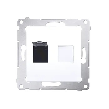 Elektrická zásuvka Zásuvka datová 1 násobná RJ45 6. kat. s protiprachovou clonkou (přístroj s krytem), Simon 54, barva bílá