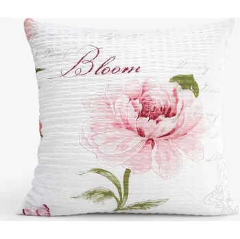 Povlak na polštářek Krepový povlak na polštář - Pivoňky s texty 50 x 60 cm