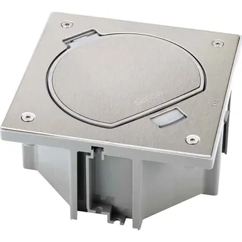 Elektrická zásuvka Podlahová nerezová zásuvka 1x 250V + 1xRJ45, manuální zámek, IP66, 135x135 mm, pro lité podlahy