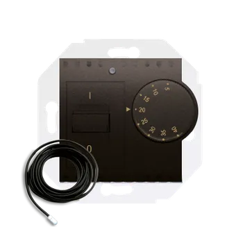 Elektrická zásuvka Termostat s vnějším senzorem (přístroj s krytem), Simon 54, barva hnědá metalizovaná