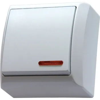 vypínač Vypínač (spínač) jednopólový s podsvícením, povrchová montáž, barva bílá