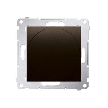 Elektrická zásuvka Stmívač pro stmívatelné LED (přístroj s krytem), otočné ovládání, tlačítkové spínání, jednoobvodový, 2W - 200W, 230 V~, Simon 54, barva hnědá metalizovaná