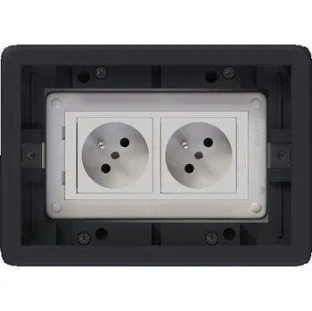 Elektrická zásuvka Podlahová zásuvka SF 187x132 mm, 2x 250V/16A, barva boxu grafit, pro lité podlahy s kazetou do potěru, vyplnění víka materiálem podlahy