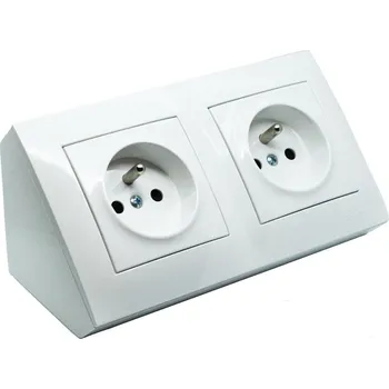 Elektrická zásuvka Rohová zásuvka 2x 250V v bílé lesklé barvě, bez kabelu
