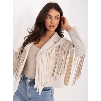 Světle béžová krátká bunda ze semiše RUE PARIS