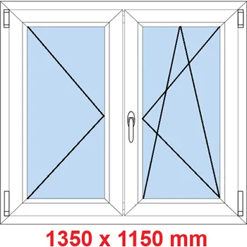 Okno Soft Dvoukřídlé plastové okno 135x115 cm, O+OS