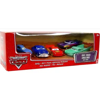 autíčko Cars Dirt Track Challenge - Sally + Doc Hudson + Dirt Track McQueen + Ramone + Flo