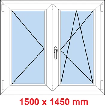 Okno Soft Dvoukřídlé plastové okno 150x145 cm, O+OS