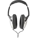 NEDIS kabelová sluchátka na uši ovládání hlasitosti kabel 2,70 m černo-stříbrné