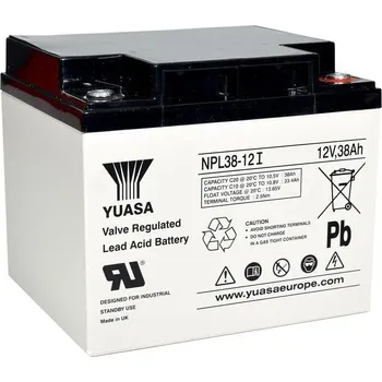 Záložní baterie YUASA NPL 38-12 I Bezúdržbový VRLA akumulátor 12V, kapacita 38Ah životnost 10 let