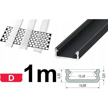 LED osvětlení LED profil plochý nízký D 1m ČERNÝ + KRYT