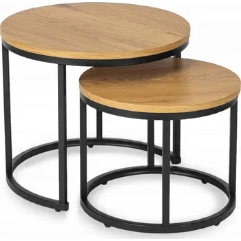 Konferenční stolek Konferenční stolek Mebel Elite kulatý 53 x 53 x 45,5 cm černý, zlatý dub