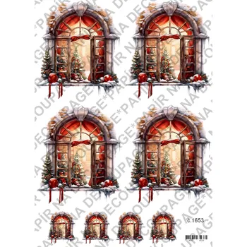 Umělecký papír Rýžový a soft papír na decoupage - Okno vánoční - KB01653 Materiál: Soft, Rozměr: A4