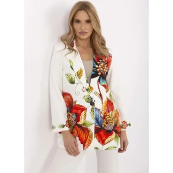 Dámské sako Krémové dámské sako s barevným potiskem