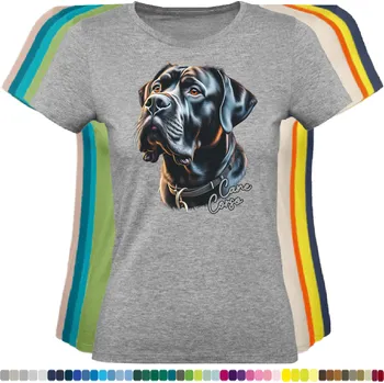 Dámské tričko damske-levne-bavlnene-tricko-digitalni-potisk-italsky-corso-pes Barva: Grey melange - šedá směs, velikost: XS