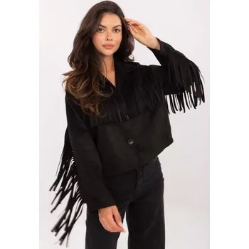 Černá semišová bunda ve westernovém stylu