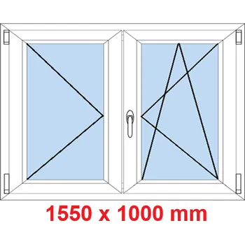 Okno Soft Dvoukřídlé plastové okno 155x100 cm, O+OS